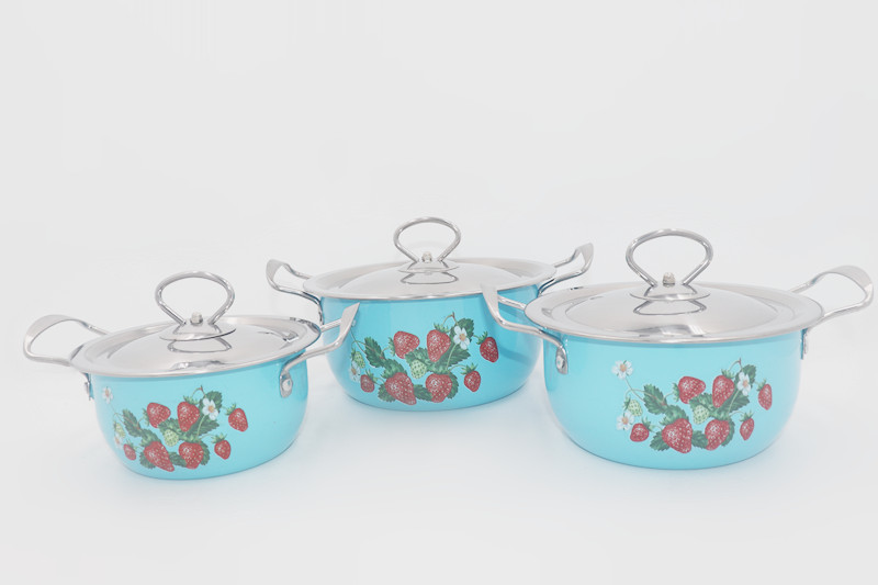 6pcs Nonstick Soup Pot Flower Coating Deep Casserole Pan
