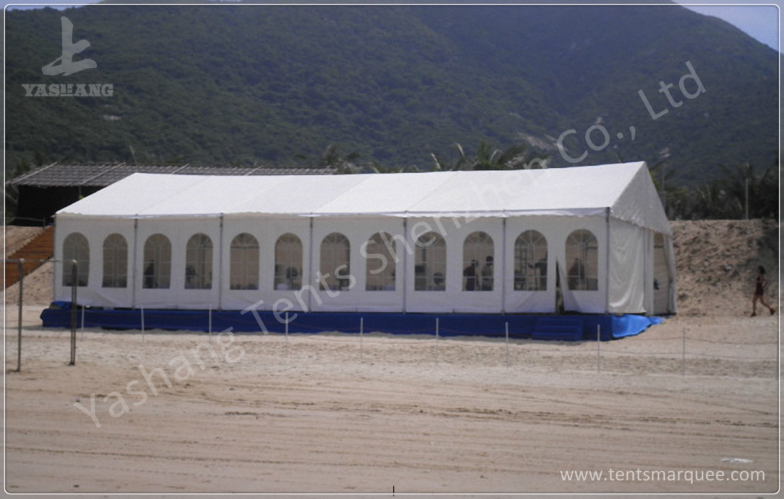 Professional 150 Seaters White Luxury Beach Wedding Marquee for Rent with Wind Resistance
