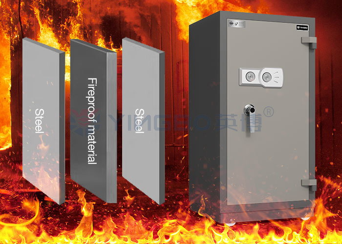 Double Keys Lock Fire Resistant Safe Box Adjustable Shelf Solid Steel