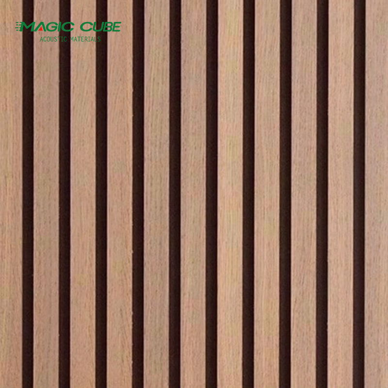 Natural Oiled Oak Veneer Acoustic Slat Wall Panel With Polyester Fiber Base