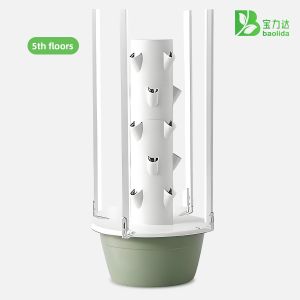 Vertical Hydroponic Tower with Full-Spectrum LED Grow Lights Space-Saving Design for Soil-Free Cultivation
