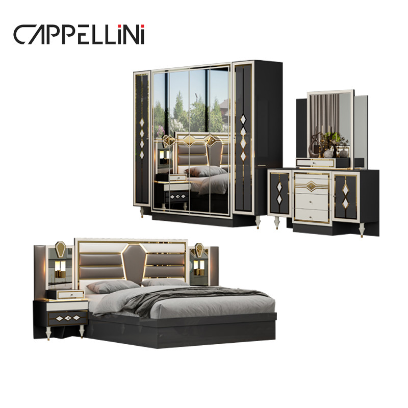 Wooden Modern Double Leather King Size Bed Set Home Furniture Modular Wood Queen Full Luxury Bedroom Sets Furniture