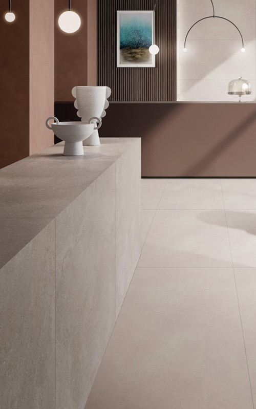 Classic Beige Micro Cement Look Floor Tiles Non Slip Ceramic Tiles