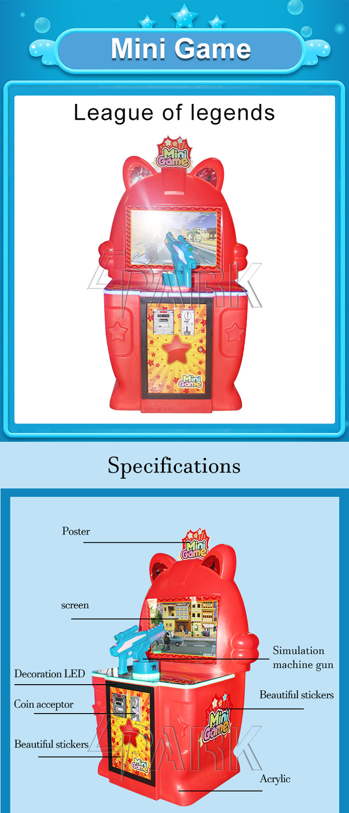 Children Arcade Gift Game Gun Shooting Arcade Machines For Amusement Park