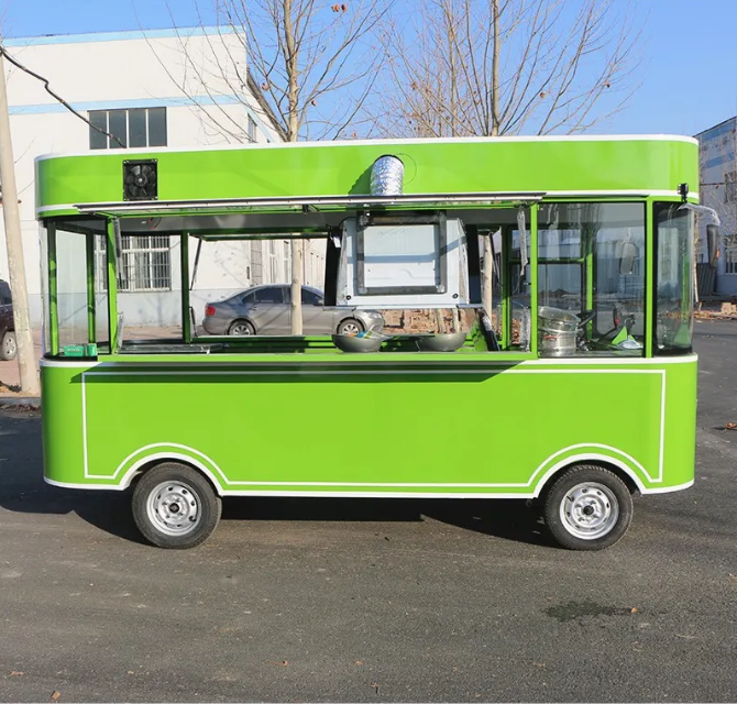 4 Wheels Mobile Food Trucks for Hot Dog Carts and Catering Concession Coffee Food Trailer