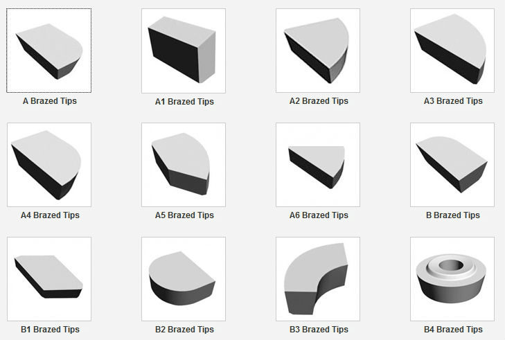 YG6 YG8 YT5 YT15 Cemented Carbide Brazed Tips