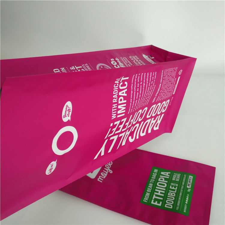 Matte Flat Bottom Custom Printed Stand Up Pouches Gusset Aluminum Laminated M Coffee Bags