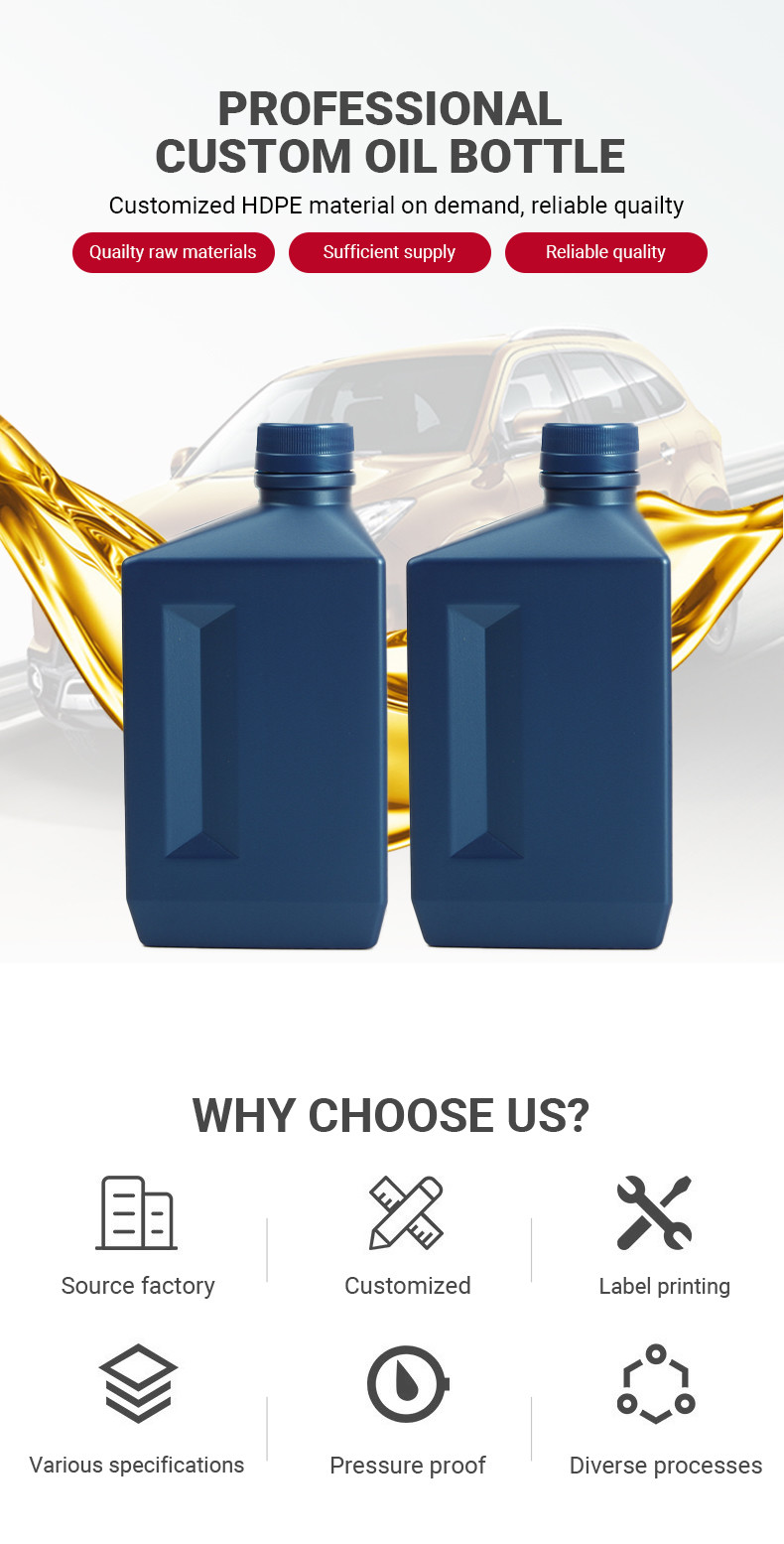 Empty HDPE 1L Motor Oil Jugs Plastic Petrol Bottle Leakage Proof
