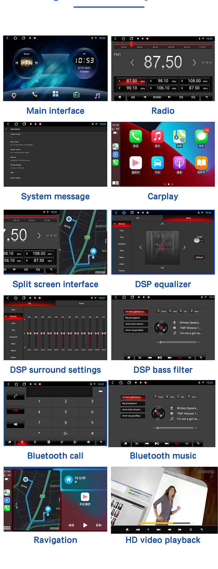Universal Year Car Multimedia Navigation with Full Touch Screen QELD and 2GB 32GB RAM/ROM
