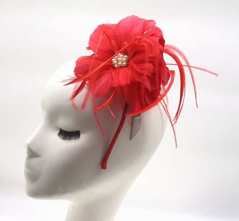 Wedding Party Pageant Ostrich Feather Flower Mount with Headband Shipping DHL UPS FEDEX EMS TNT