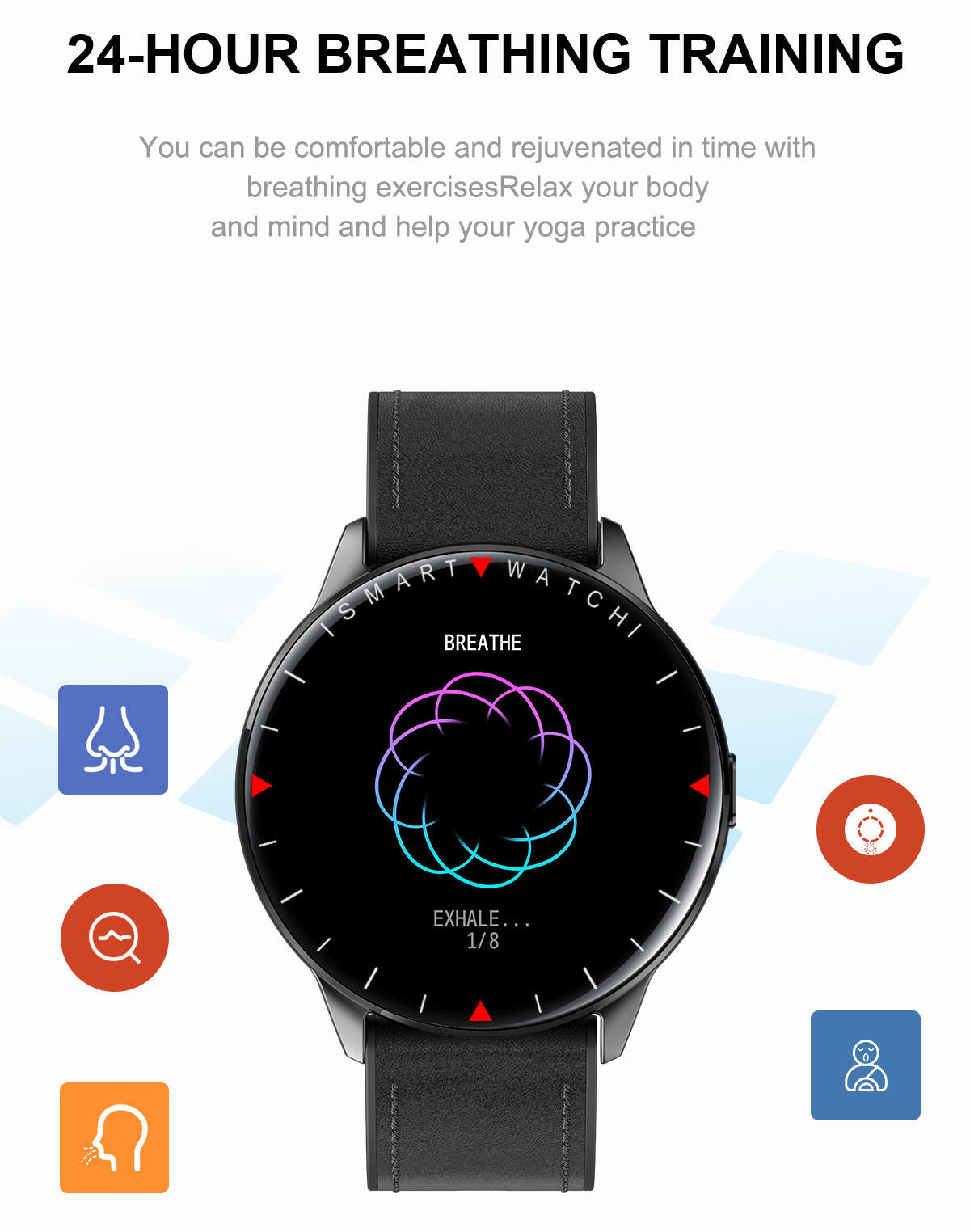 Leather Strap Smart Sport Watch Calorie Consumption Blood Pressure Monitor For Women Men