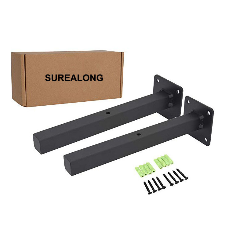 Black or White T-Shaped Steel Floating Shelf Brackets Ideal for Wall Mounted Furniture