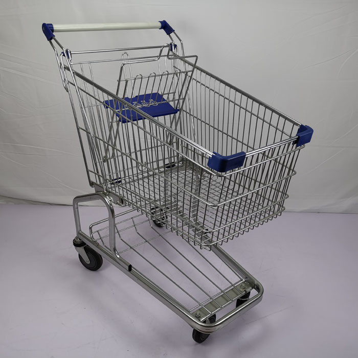 CE German Type Metal Grocery Shopping Trolley 110kgs Loading Capacity