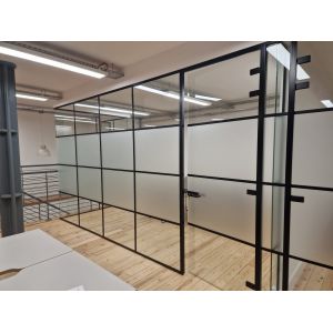 Frosted Glass Office Partition With Thermal Insulation Aluminum Accessories