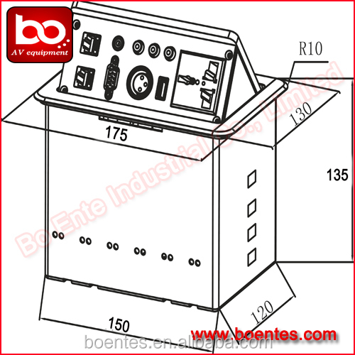 Tabletop Hidden Pop Up AV Connection Box / Pop Up Power Socket