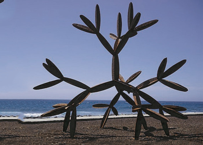 Modern 100cm Dia Corten Steel Ball Sculpture For Garden Decor