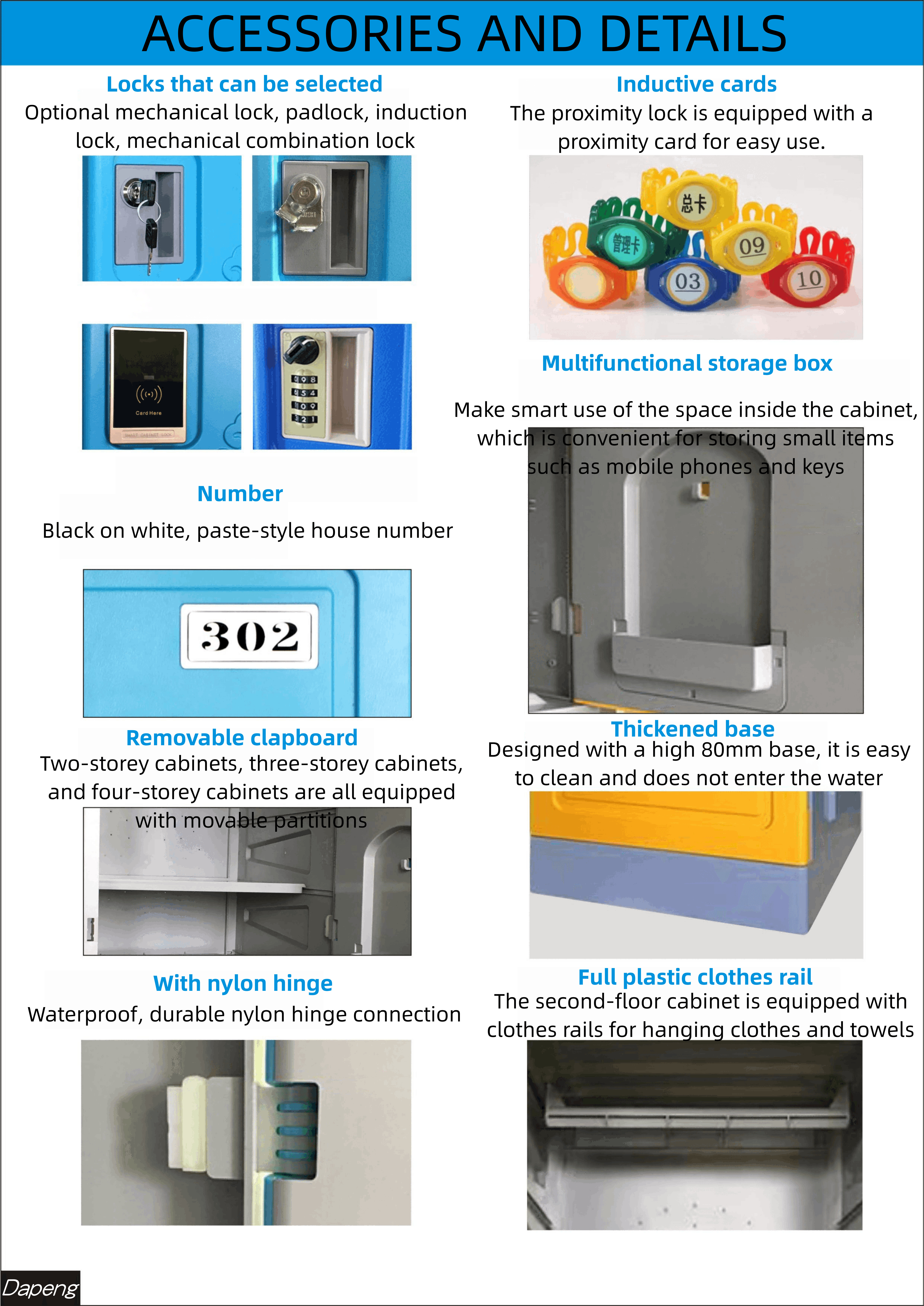 ABS Plastic Swimming Pool Accessories Water Park Smart Key Storage Metal Locker Steel Cabinet