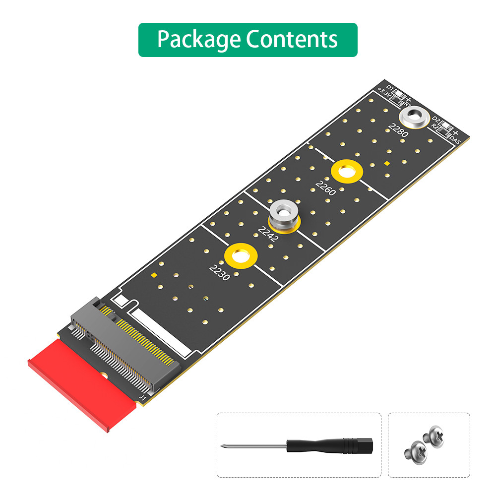 NGFF M.2 Nvme M Key SSD To PCI- E 1X Adapter Vertical Installation PCI-E 1x To NGFF M.2 Key-M Supports sizes 2230-2242-2260-2280