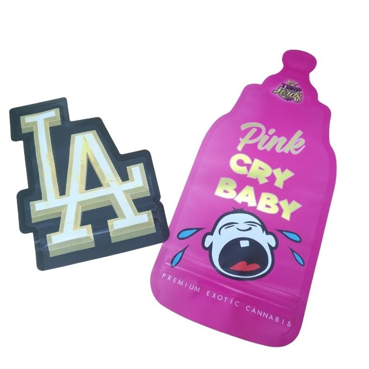 Custom Printed Matte Soft Touch Bag 3.5g Mylar Bags Digital Printed Holographic Die Cut Mylar ZiplockBag