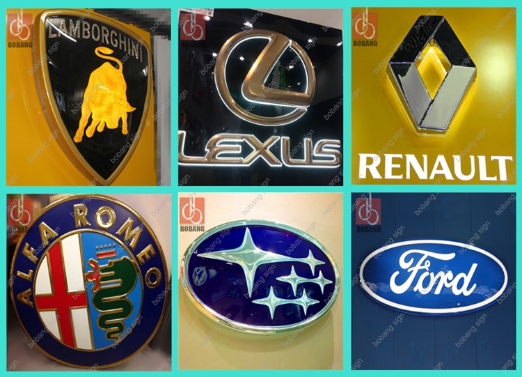 Outdoor waterproof vacuum formed and vacuum coating 3D Acrylic Car Sign / LED light Car Sign for Car Dealer Stores