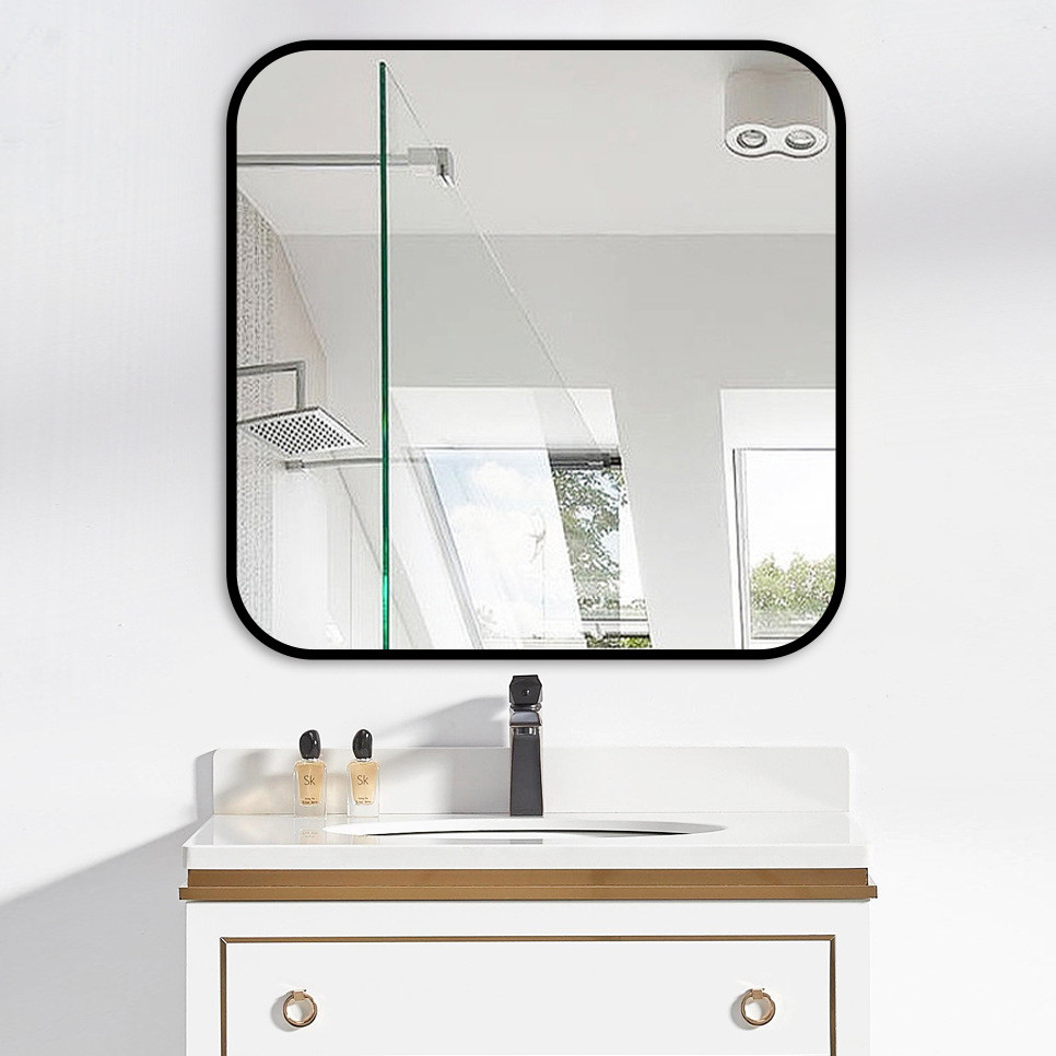 Brushed Bending Aluminium Square Mirror Frames Rectangular Rounded Corners