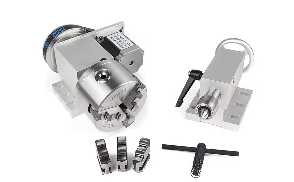 CNC Lathe 4th Axis Tailstock K11 80mm 3 4 Jaw Chuck Index Dividing Head
