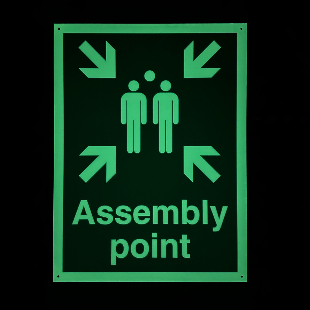 300 X 400mm Photoluminescent Assembly Point Signage Glow In The Dark