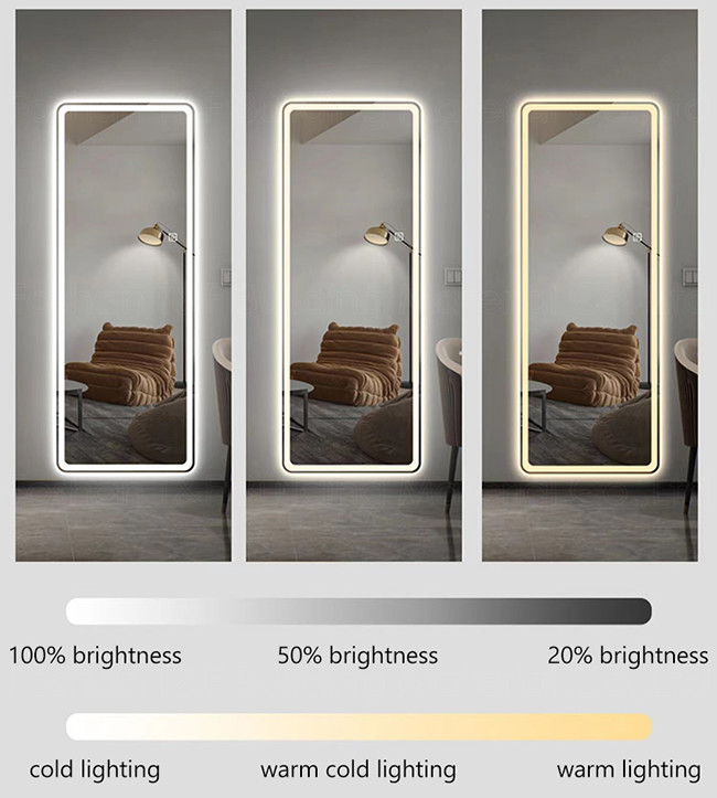 Rectangular Bathroom Hardware Sets , Illuminated Full Body LED Dressing Mirror