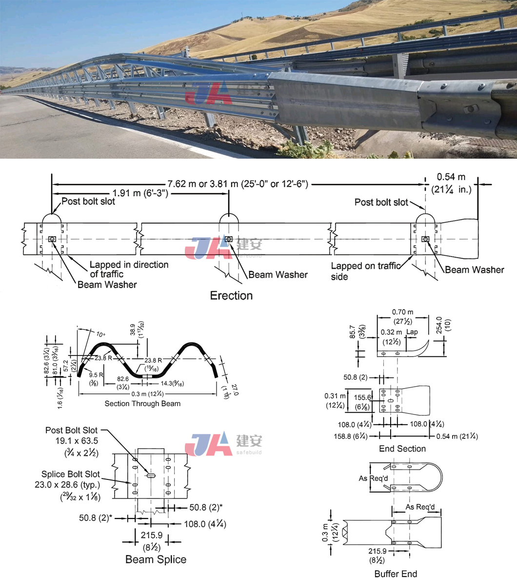 OEM Safety Roller Barrier Highway Guardrail Hot Galvanized Roller Crash Barrier