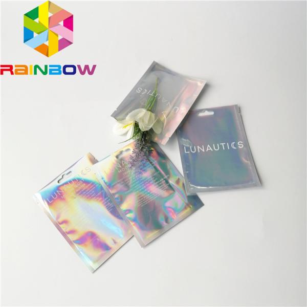 Clear Front Foil Pouch Packaging Custom Hologram Rainbow Foil Smell Proof Mylar
