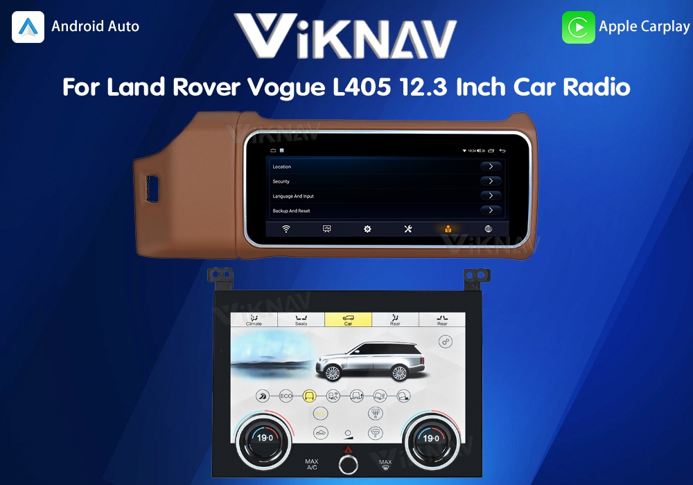 Viknav 12.3 Inch Touch Screen Car Radio And AC For Land Rover Range Rover Vogue L405 2013-2017 Multimedia Player GPS Navigation Head Unit (Brown All)