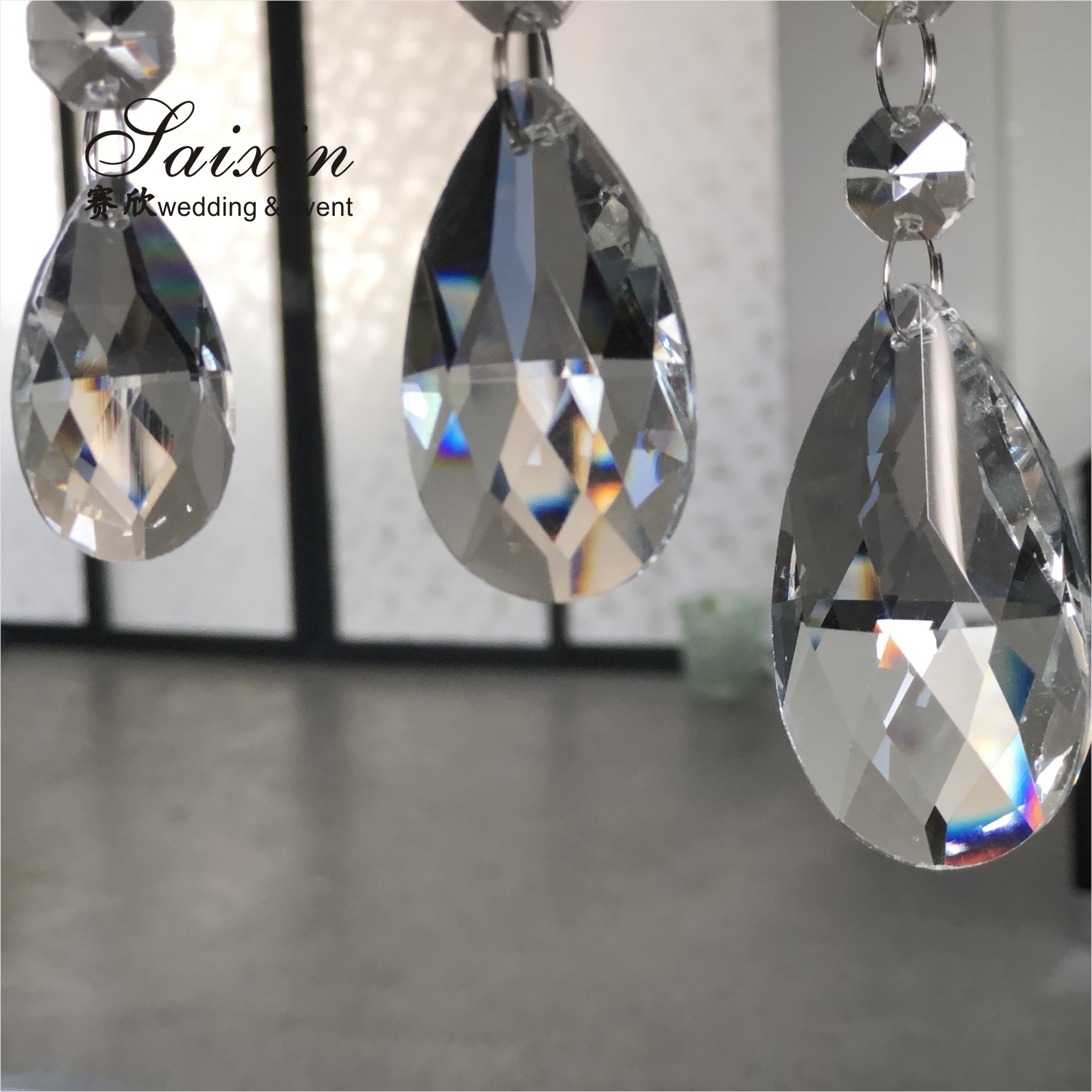 Crystal Bead String Curtain Glass Christmas Decoration Hanging Wire For Events