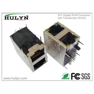  2X1 Stacked RJ45 Jack With Gigabit transformer and LEDs Manufactures