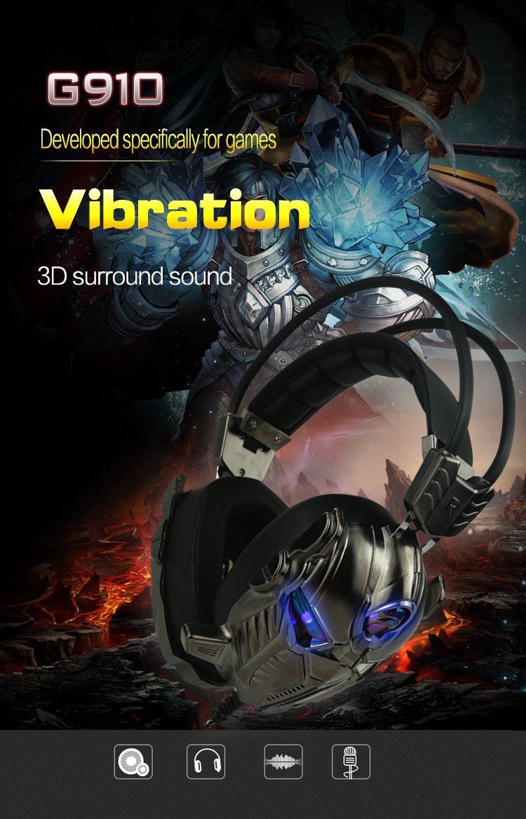 G910 Computer Headset Headset With Microphone Noise Reduction Wired Gaming Headset