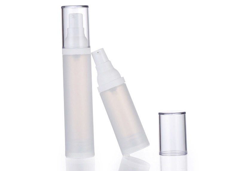 15ml Plastic Cosmetic Airless Pump Bottles Frosted Transparent