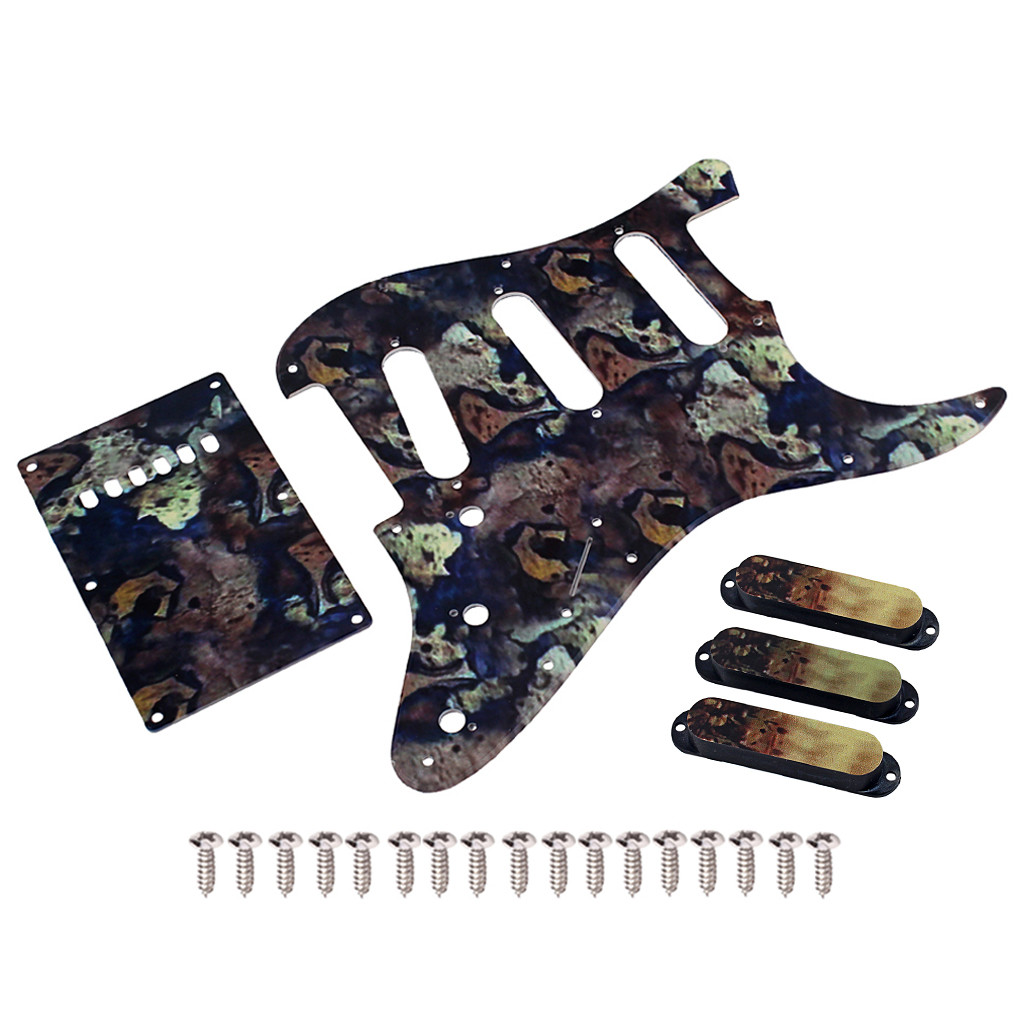 Battlefield Pattern 3-Ply Standard SSS Electric Guitar Pickguard Set Screw Back Plate Scratch Plate ST Electric Guitars