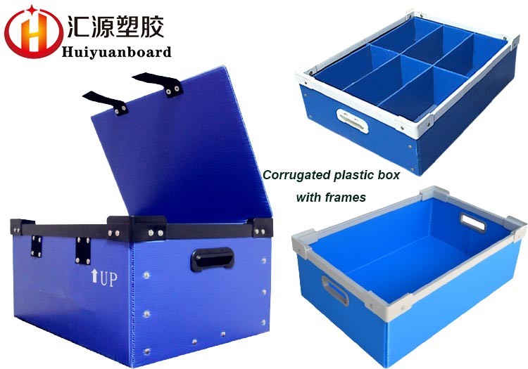 Printable Custom Blue Foldable Corrugated Plastic Box With Frames
