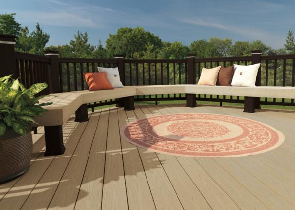 Anti Skid WPC decking Composite Floor Covering 140 x 25mm brown coffee grey teak