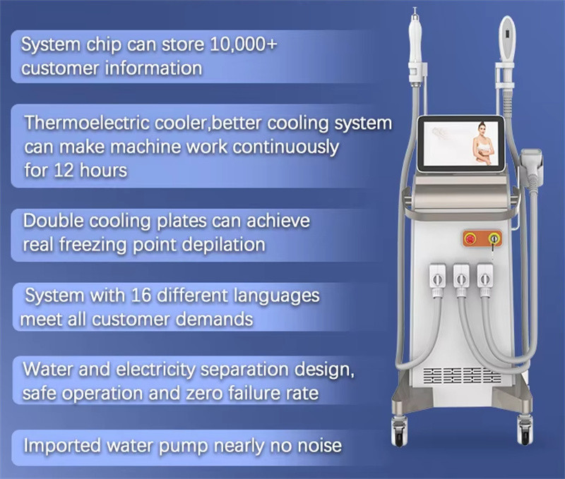 IPL Skin Care+ND Yag Laser Tattoo Removal+Diode Laser Hair Removal for Beauty Center