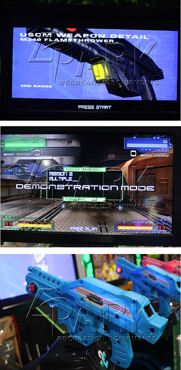 42" Aliens Extermination coin pusher shoot game machine simulator game machine