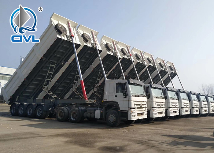 CIMC Semitrailer Rear 50 Ton 4 Axle Dump Semi Trailer Trucks With Front Lifting