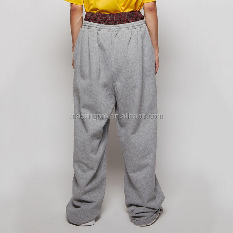 Custom Double Waist Wide Leg Men's Sweatpants in High Street Style with Fleece Cotton