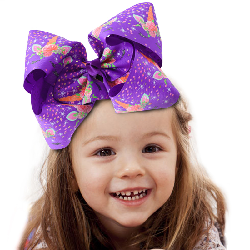Purple Glitter Large Hair Bows , Eco Friendly Personalized Hair Bows