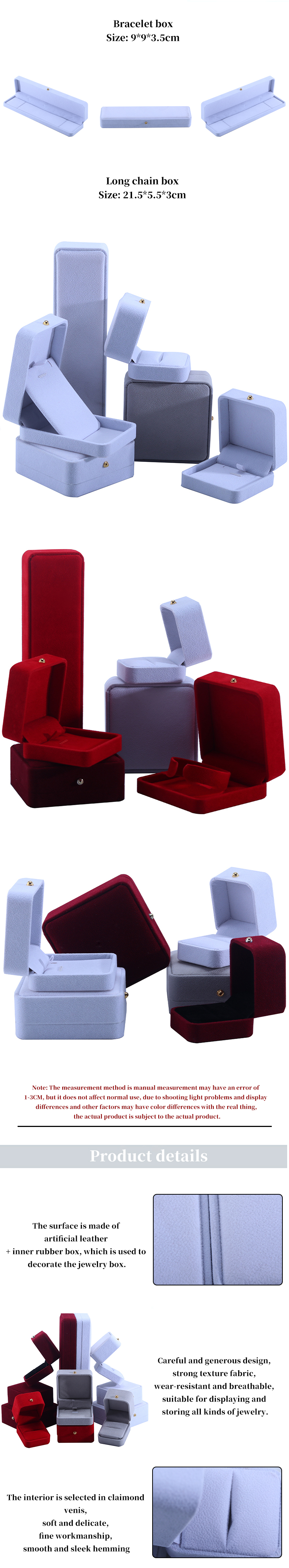 9*9*3.5cm Jewelry Packaging Box in Velvet Perfect for Necklace Bracelet Earrings Ring