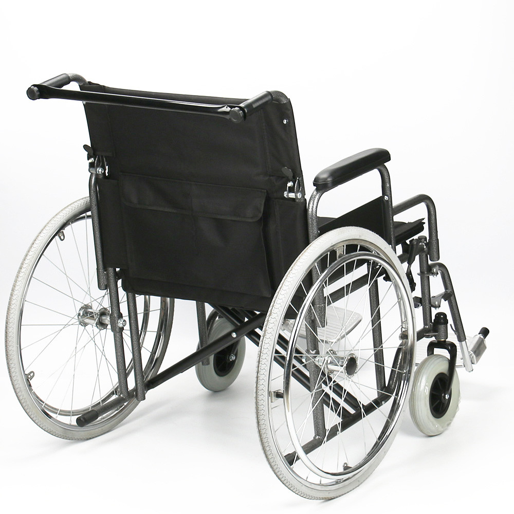 8 Inch Front Wheel Folding Steel Wheelchair Obesity Large Body Weight 51cm Sitting Height