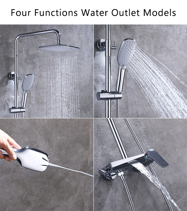 Chrome Shower Set With Thermostatic Mixer , Thermostatic Rain Fall Shower System