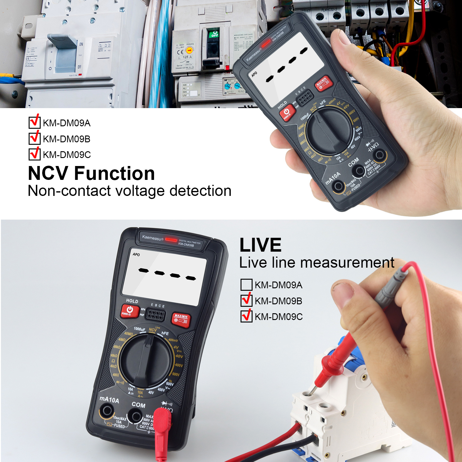 Multifunctional Digital Mini Multimeter for Measuring Resistance and Continuity 200mV-1000V 40-40mF