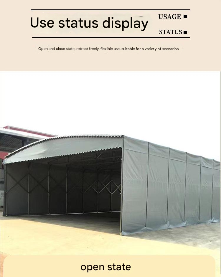Large Warehouse Logistics Electric Tent with Adjustable Push-Pull Canopy and Retractable Shift Awning in Metal Type Steel
