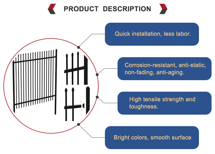 6 Ft Tall Powder Coated Tubular Fencing For Garden