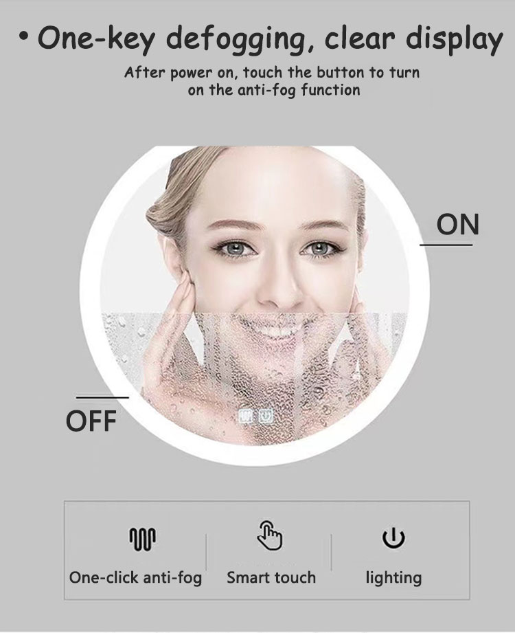 Touch Screen LED Bathroom Mirror with Large Sensor Switch and Modern Design Style